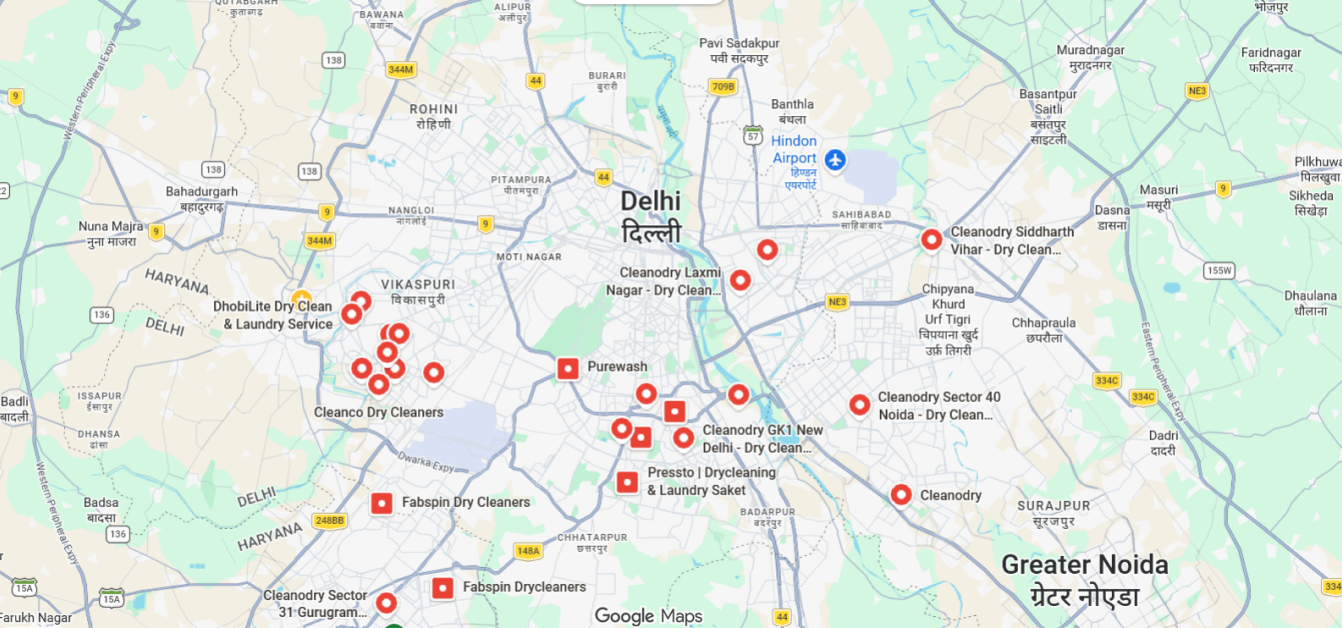 Cleanodry store locations on map